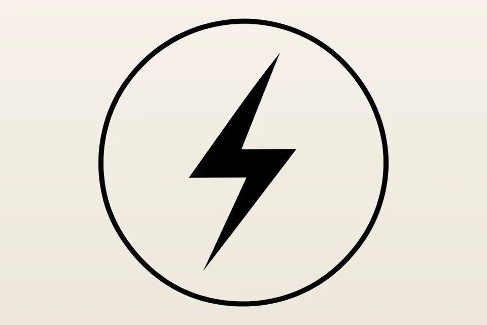 A small tattoo design: a minimal lightning bolt inside a thin circle