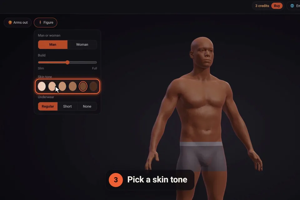 Picking the 3D figure's skin tone in click2ink