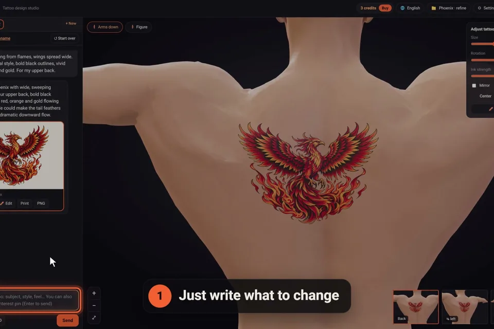 Writing a change for the AI artist in the click2ink chat